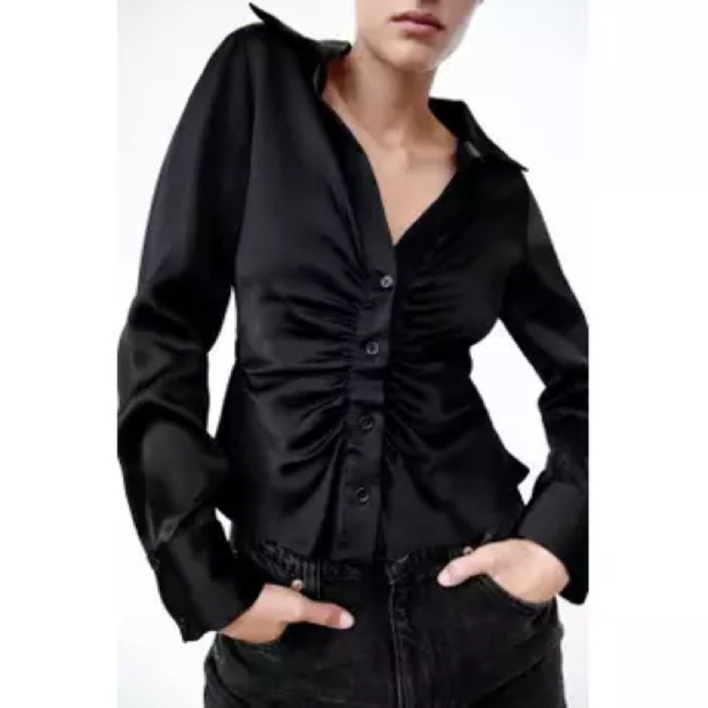 Zara Fitted Satin Effect Shirt